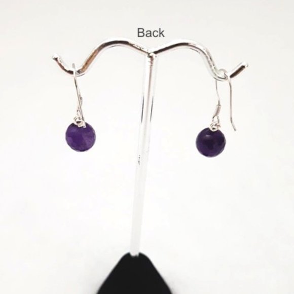 Elegant Purple Amethyst Earrings 925 Silver Wire - Picture 4 of 8